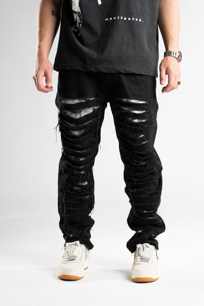 DISTRESSED BLACK JEANS