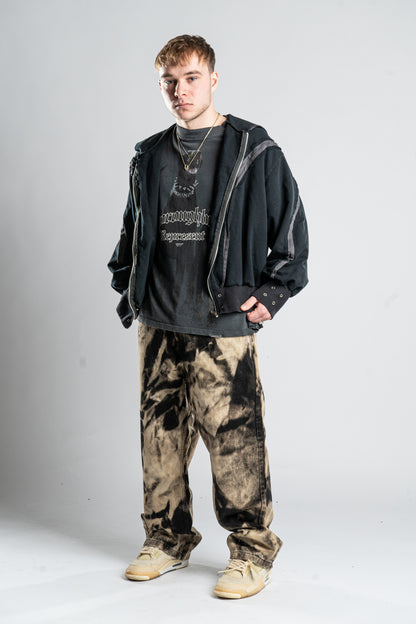 BAGGY BLEACHED BLACK JEANS