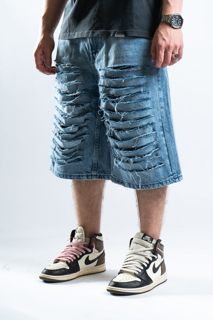 CUSTOM DISTRESSED BLUE SHORTS 1