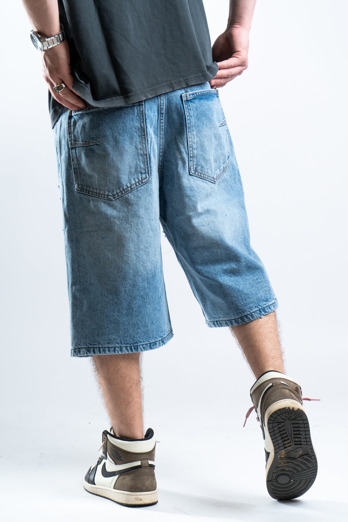 CUSTOM DISTRESSED BLUE SHORTS 1