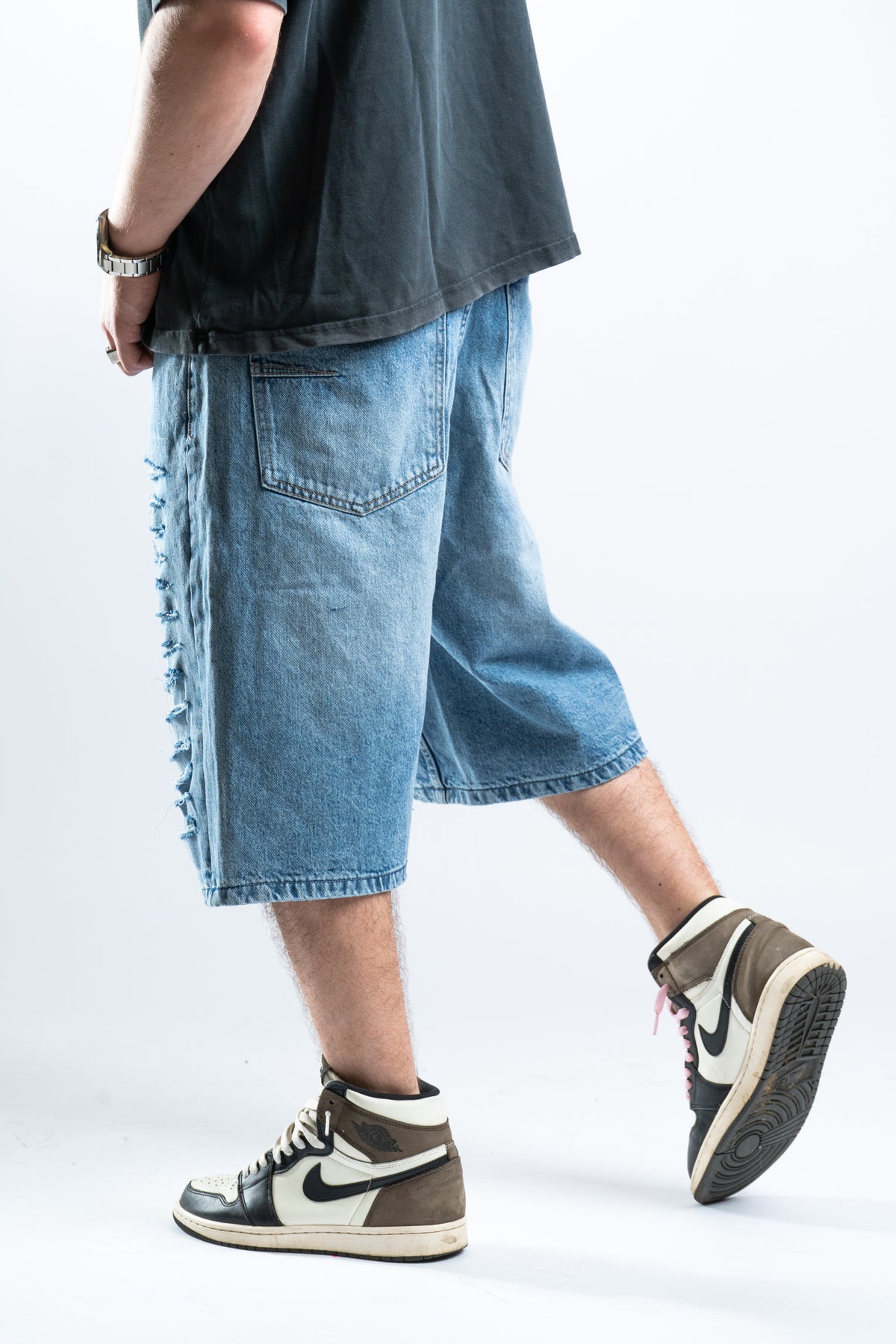 CUSTOM DISTRESSED BLUE SHORTS 1
