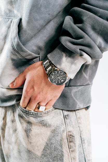 BLEACHED GREY ZIPPER HOODIE