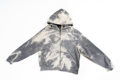BLEACHED GREY ZIPPER HOODIE