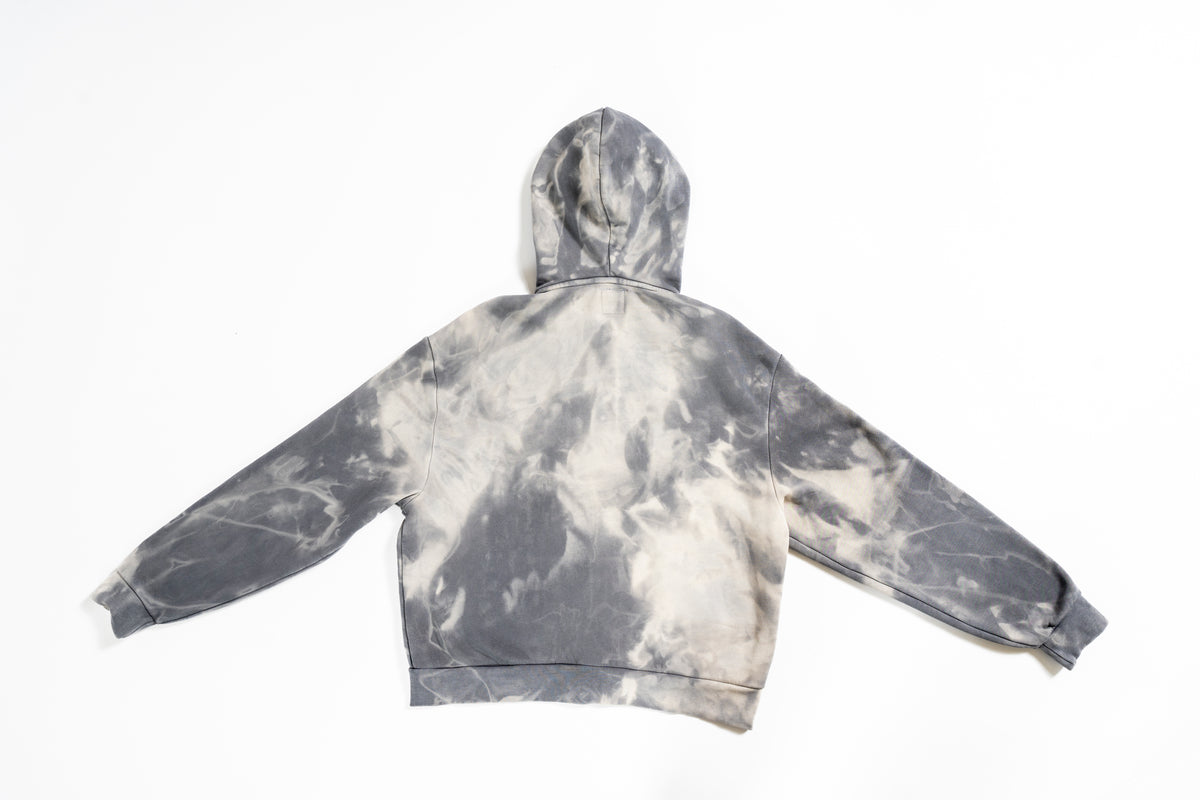 BLEACHED GREY ZIPPER HOODIE